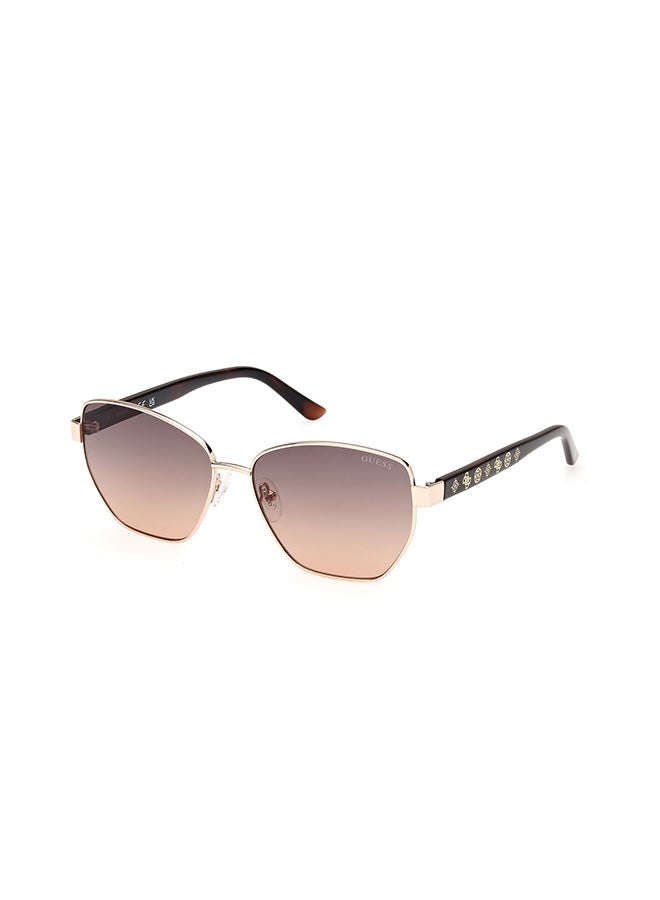GUESS نظارات شمسية معدنية هندسية للنساء مقاس 56، ذهبية باهتة لامعة - Image 1